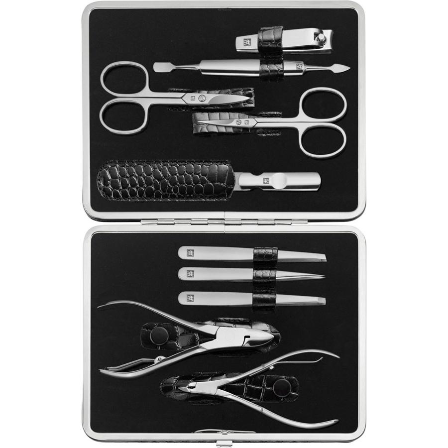 Sets 10-tlg. Maniküre/Pediküre-Etui Schwarzem Rindleder von Zwilling Beauty