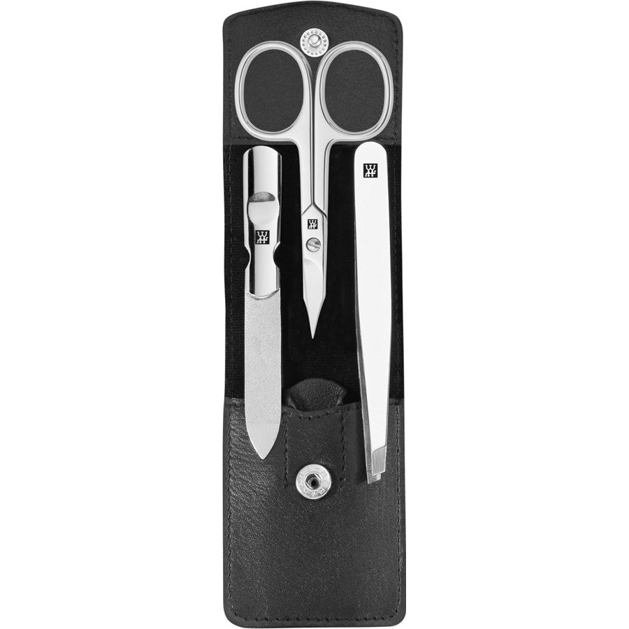 Sets 3-tlg. Maniküre/Pediküre-Etui Schwarzem Rindleder von Zwilling Beauty