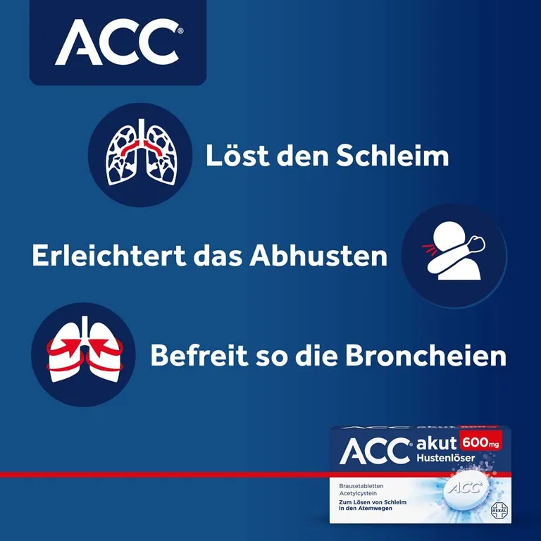 shopapotheke ACC® akut 600 mg bei Husten - Schleimlöser bei Husten 1 Brausetablette täglich Rabatte dieses Monats