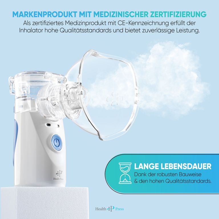 shopapotheke Health Press® Inhalationsgerät – Tragbarer Reisetauglicher Inhalator für Erwachsene & Kinder Vatertagsangebot