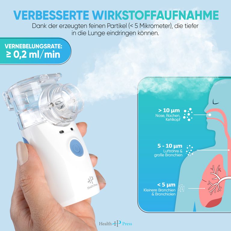 shopapotheke Health Press® Inhalationsgerät – Tragbarer Reisetauglicher Inhalator für Erwachsene & Kinder Vatertagsangebot