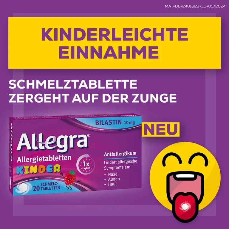 shopapotheke Allegra® Allergietabletten für Kinder – Schmelztabletten 20 St Begrenzt auf 3 Tage