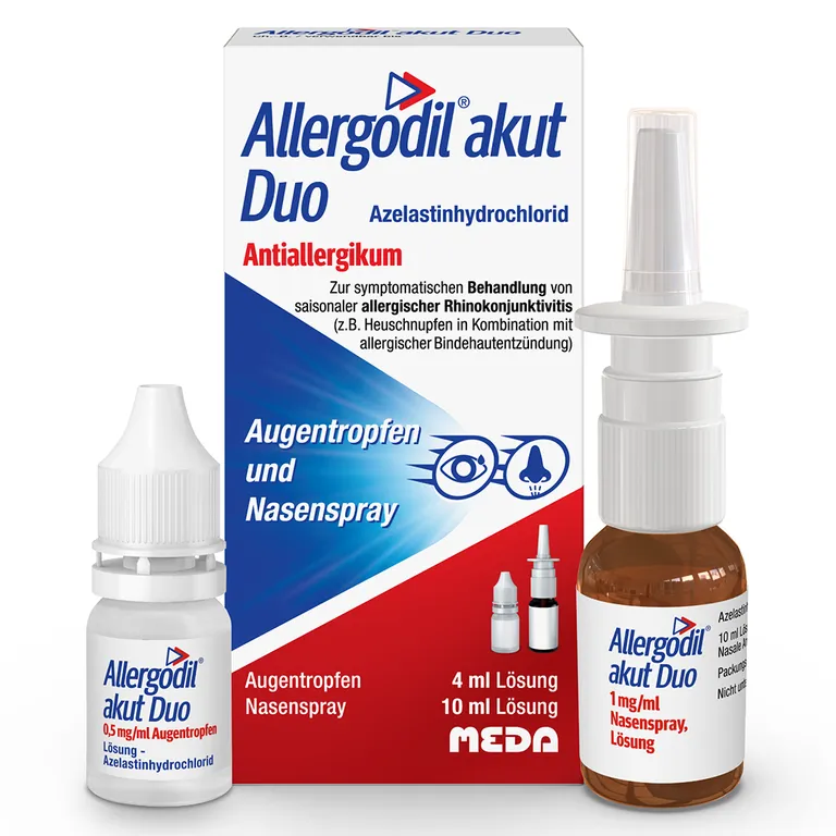 shopapotheke Allergodil® akut Duo: Allergie Kombipack mit Nasenspray (10 ml) und Augentropfen (4 ml) Antiallergikum mit Azelastinhydrochlorid - Jetzt 10% mit dem Code cooper10 sparen*