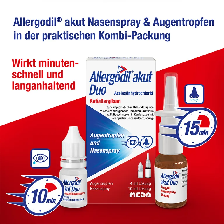 shopapotheke Allergodil® akut Duo: Allergie Kombipack mit Nasenspray (10 ml) und Augentropfen (4 ml) Antiallergikum mit Azelastinhydrochlorid - Jetzt 10% mit dem Code cooper10 sparen* Exklusivangebot