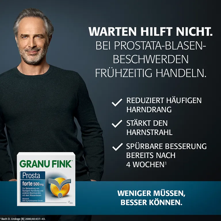 shopapotheke GRANU FINK® Prosta forte 500 mg - Jetzt 10% mit dem Code perrigo10 sparen* Jubiläumsangebot