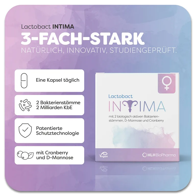 shopapotheke Lactobact INTIMA - Bei Blasenentzündungen und Harnwegsinfekten sowie zur Stärkung der Intimflora. 3-fach stark für die Frau mit Cranberry D-Mannose und Milchsäurebakterien VIP-Rabatte