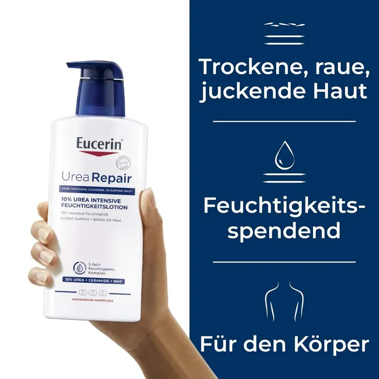 shopapotheke Eucerin® UreaRepair 10% Urea Intensive Feuchtigkeitslotion – Körperlotion für sehr trockene bis extrem trockene Haut - Jetzt 20% sparen mit Code "eucerin20" + Eucerin AtopiControl Hydro-Lotion 20ml GRATIS Begrenzte Freigabe