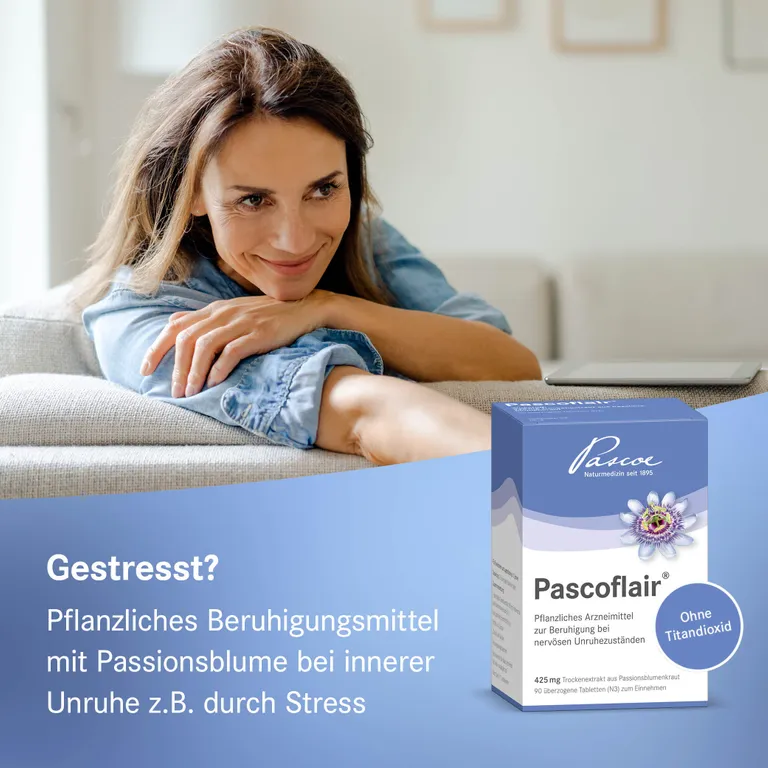 shopapotheke Pascoflair® pflanzliches Beruhigungsmittel mit Passionsblume bei innerer Unruhe z.B. durch Stress Rabatt