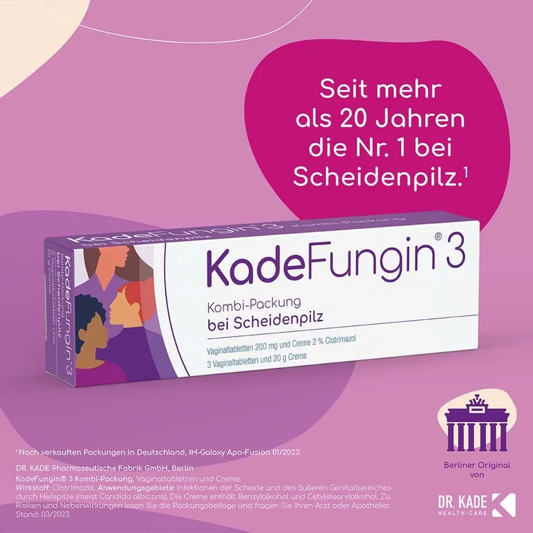 shopapotheke KadeFungin 3 Kombi-Packung - Vaginaltabletten und -creme zur Behandlung von Scheidenpilz in 3 Tagen Heißer Verkauf