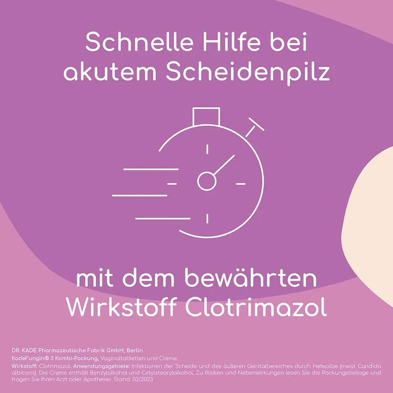 shopapotheke KadeFungin 3 Kombi-Packung - Vaginaltabletten und -creme zur Behandlung von Scheidenpilz in 3 Tagen Heißer Verkauf