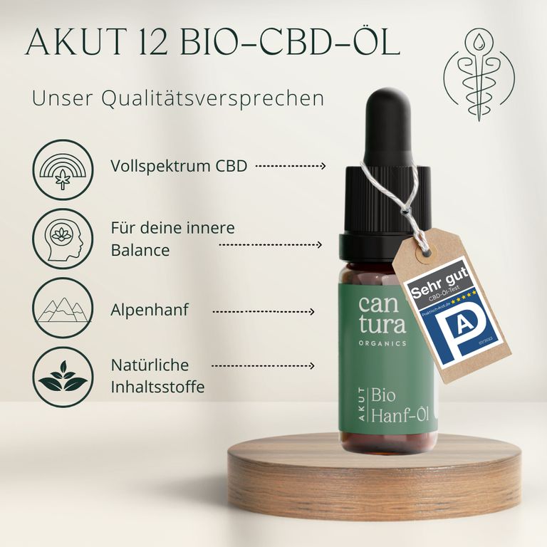 shopapotheke BIO-CBD-ÖL AKUT : 300 CBD-Tropfen mit 12% BIO-CBD von CANTURA® als Vollspektrum-Hanföl (Cannabis-Öl) Riesige Rabatte