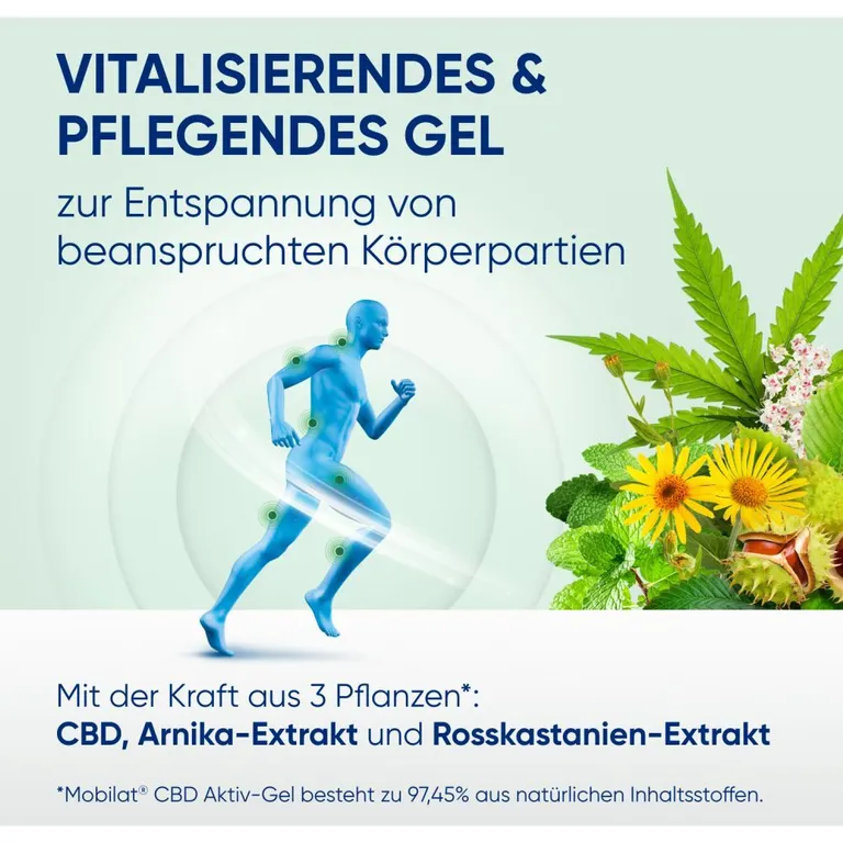 shopapotheke Mobilat® CBD Aktiv-Gel: Vitalisierendes und pflegendes Gel zur Entspannung beanspruchter Körperpartien. Mit hochkonzentriertem CBD (>99% Reinheit) Arnika-Extrakt und Rosskastanien-Extrakt. Kosmetikum Speichern exportieren