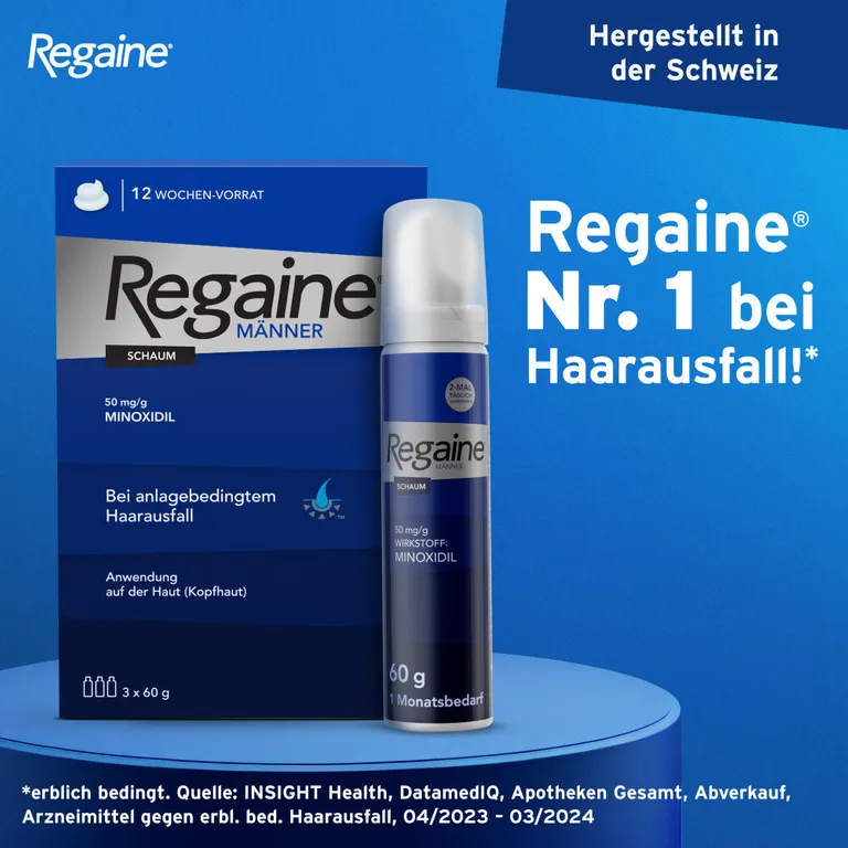 shopapotheke Regaine® Männer Schaum 3 Monats-Vorrat - Jetzt 10% mit dem Code "regaine2025" sparen* Limitierter Zeitrabatt