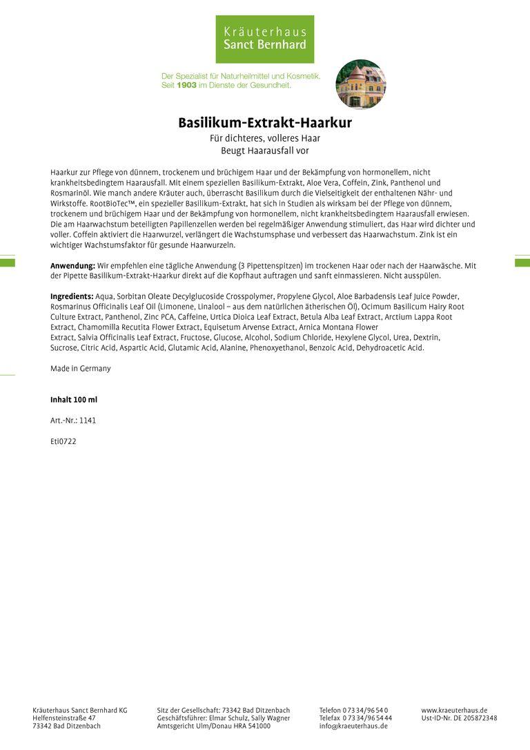 shopapotheke Sanct Bernhard Basilikum-Extrakt-Haarkur Fabrik Onlineshop