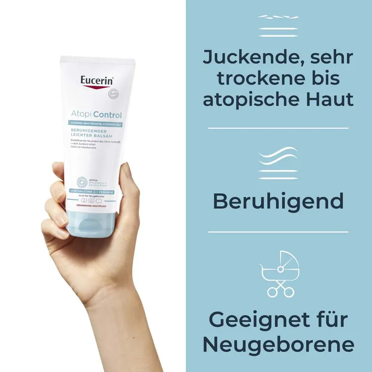 shopapotheke Eucerin® AtopiControl Beruhigender Leichter Balsam – Basispflege für Neurodermitis und sehr trockene Haut - Jetzt 20% sparen mit Code "eucerin20" + Eucerin AtopiControl Hydro-Lotion 20ml GRATIS Versandkostenfrei