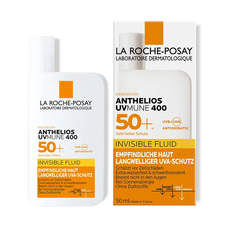 shopapotheke La Roche Posay Anthelios Invisible Fluid UVMune 400 LSF 50+: Sonnencreme für das Gesicht für zu Sonnenallergie neigende und empfindliche Haut Begrenztes Angebot