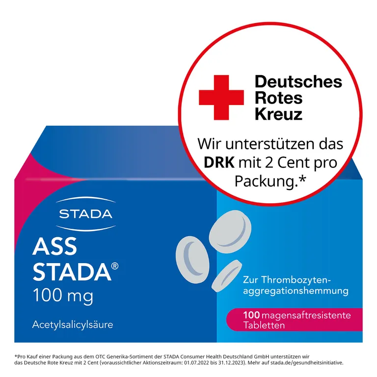 shopapotheke ASS STADA® 100 mg magensaftresistente Tabletten zur Vorbeugung von Herzinfarkt und Schlaganfall bei vorbelasteten Patienten magenfreundliche Formulierung Letzte 3 Tage