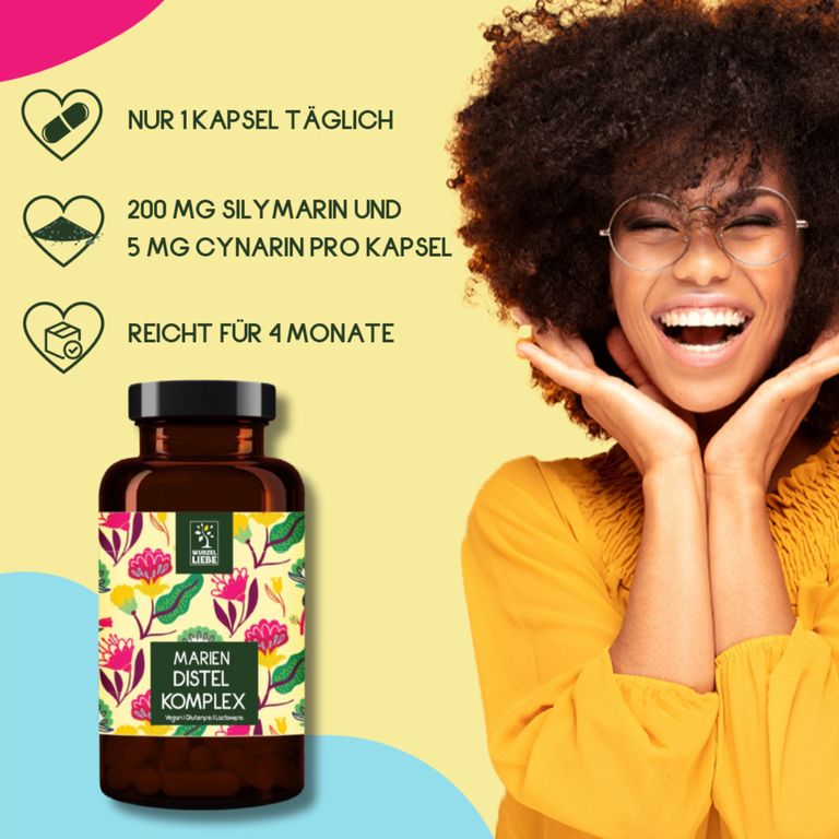 shopapotheke WURZELLIEBE Mariendistel Komplex mit Artischockenextrakt & Löwenzahn mit 80% Silymarin - 120 Kapseln Fabrikverkauf