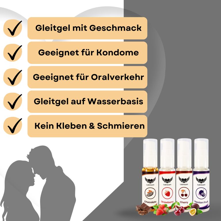 shopapotheke Lovelyness - Gleitgel mit Geschmack Erdbeere Kirsche Schokolade Passionsfrucht im Set 120ml Saisonschlussverkauf