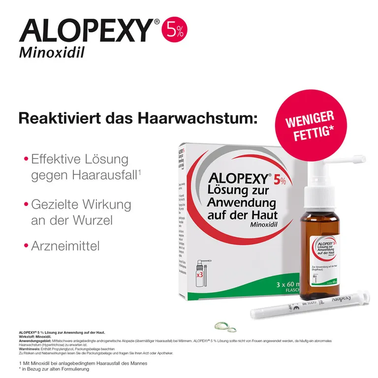 shopapotheke ALOPEXY 5% Lösung zur Anwendung auf der Haut 3X60 ml gegen anlagebedingten Haarausfall 50% Rabatt mit kostenlosem Versand