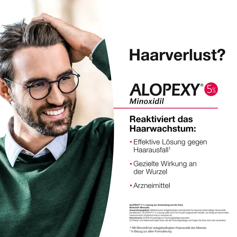 shopapotheke ALOPEXY 5% Lösung zur Anwendung auf der Haut 3X60 ml gegen anlagebedingten Haarausfall 50% Rabatt mit kostenlosem Versand