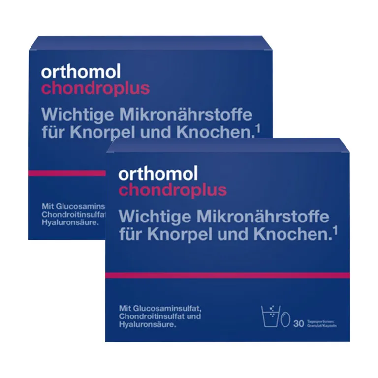 shopapotheke Orthomol chondroplus - Nährstoffe für Knorpel und Knochen - mit Glucosamin- Chondroitinsulfat und Hyaluronsäure - Granulat/Kapseln Weihnachtsangebot