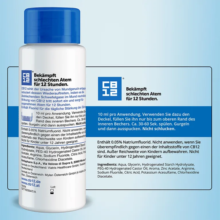 shopapotheke CB12 Mundspülung: Mundwasser mit Zinkacetat & Chlorhexidin gegen schlechten Atem & Mundgeruch Bis zu 50% Rabatt