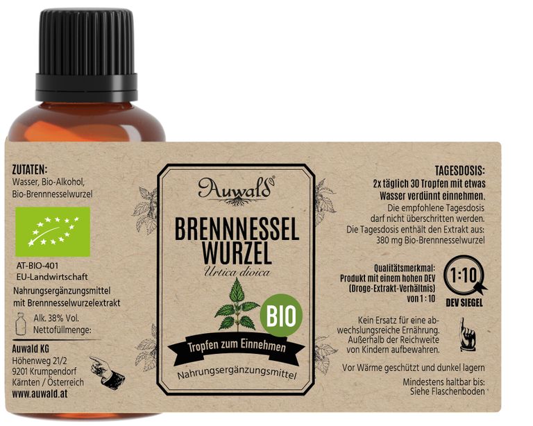 shopapotheke Auwald - Brennnesselwurzel Tinktur (Extrakt Tropfen Auszug) Kostenloser Versand