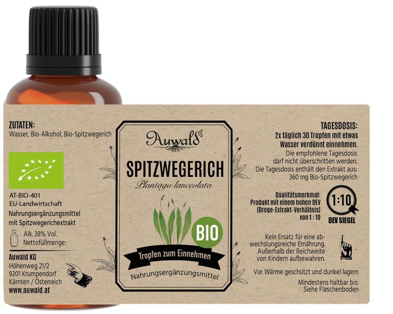 shopapotheke Auwald - Spitzwegerich Tinktur (Extrakt Tropfen Auszug) Fabrikpreis