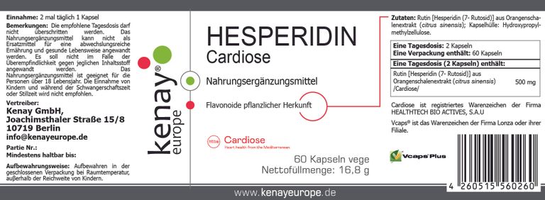 shopapotheke HESPERIDIN Cardiose KENAY® Versandkostenfrei