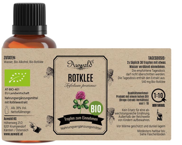 shopapotheke Auwald - Rotklee Tinktur (Extrakt Tropfen Auszug) Begrenztes Angebot