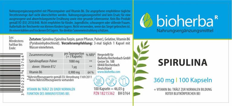 shopapotheke Bioherba Spirulina Kapseln Online Outlet