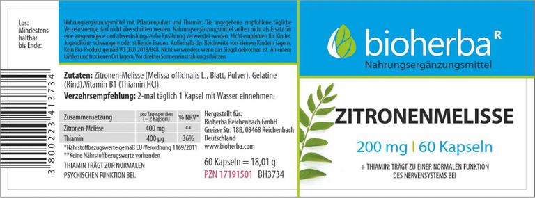 shopapotheke Bioherba Zitronenmelisse Kapseln Große Rabatte