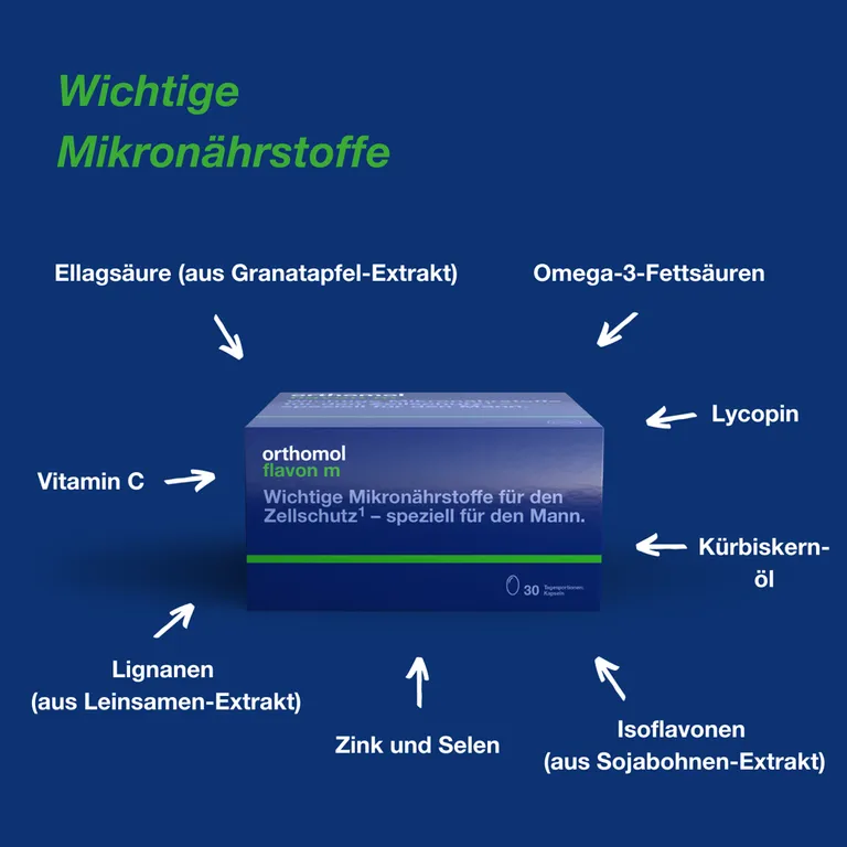 shopapotheke Orthomol Flavon m - Mikronährstoffe für Männer - Zellschutz mit Vitaminen Selen Zink Omega-3-Fettsäure und Folsäure - Kapseln zollfrei