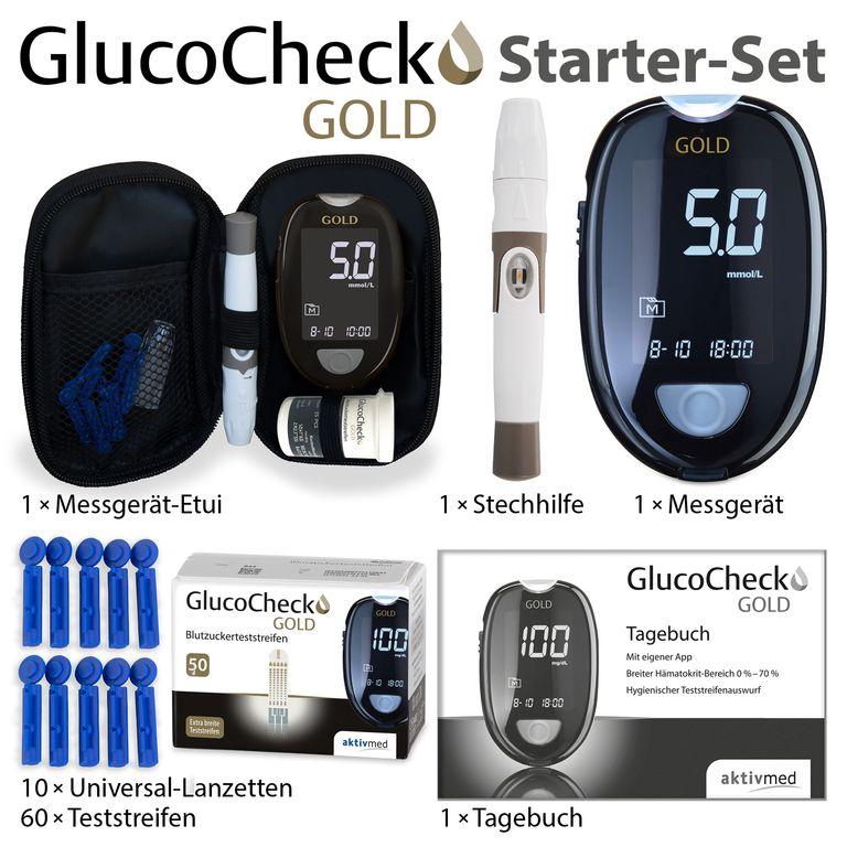 shopapotheke GlucoCheck GOLD Blutzuckermessgerät (mmol/L) + 60 Teststreifen Riesige Rabatte