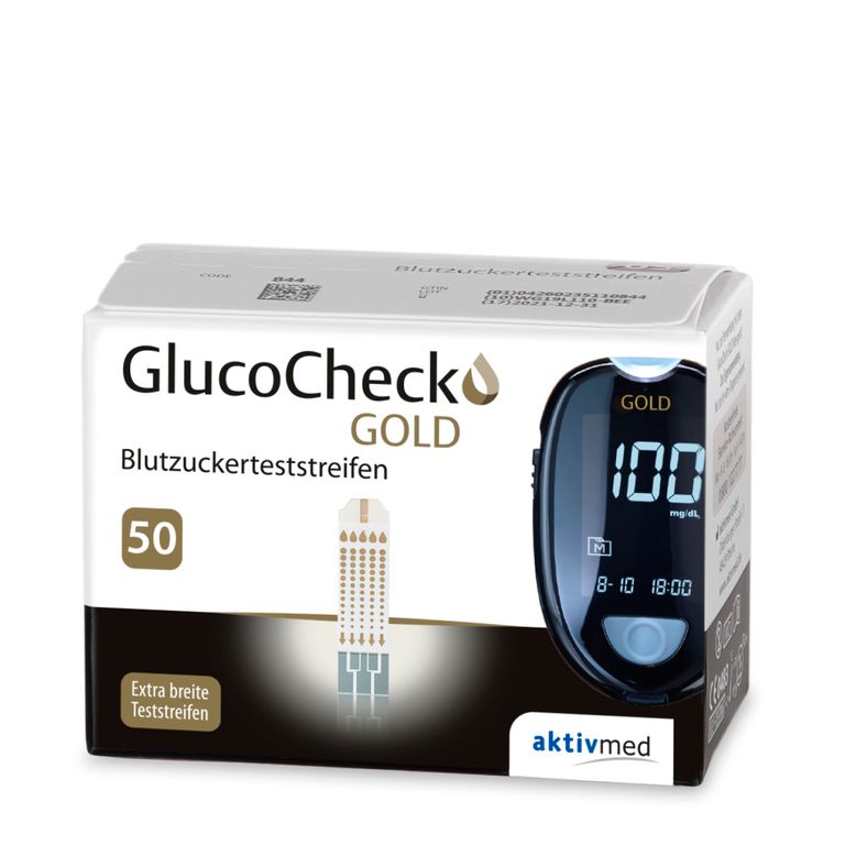 shopapotheke GlucoCheck GOLD Blutzuckermessgerät (mmol/L) + 60 Teststreifen Riesige Rabatte