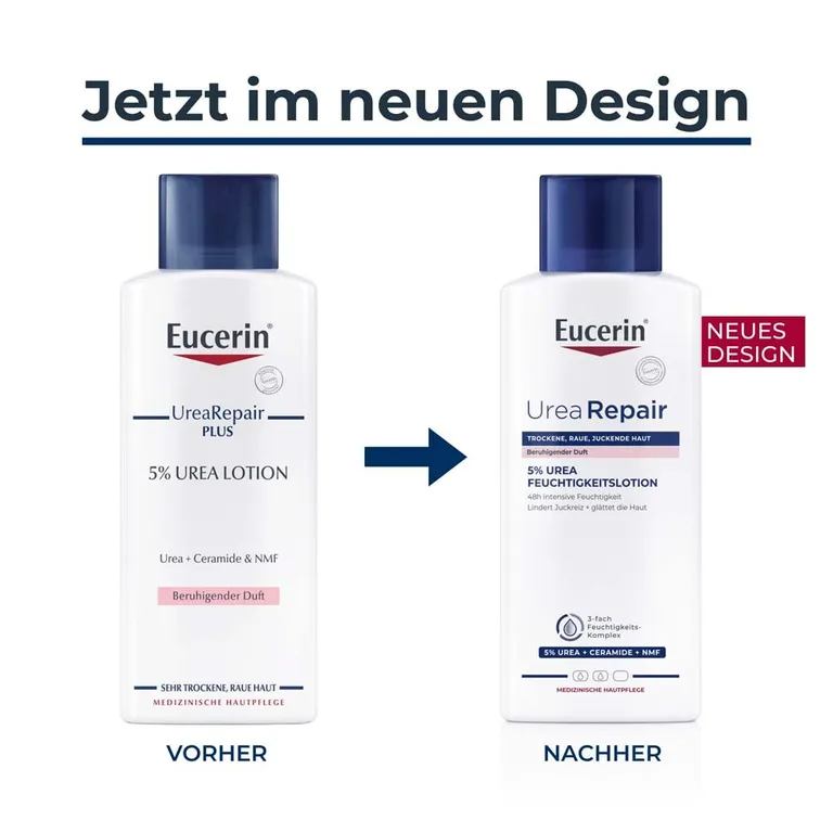 shopapotheke Eucerin® UreaRepair 5% Urea Feuchtigkeitslotion mit beruhigendem Duft – für raue gespannte und sehr trockene Haut - Jetzt 20% sparen mit Code "eucerin20" + Eucerin AtopiControl Hydro-Lotion 20ml GRATIS Fabrikladen