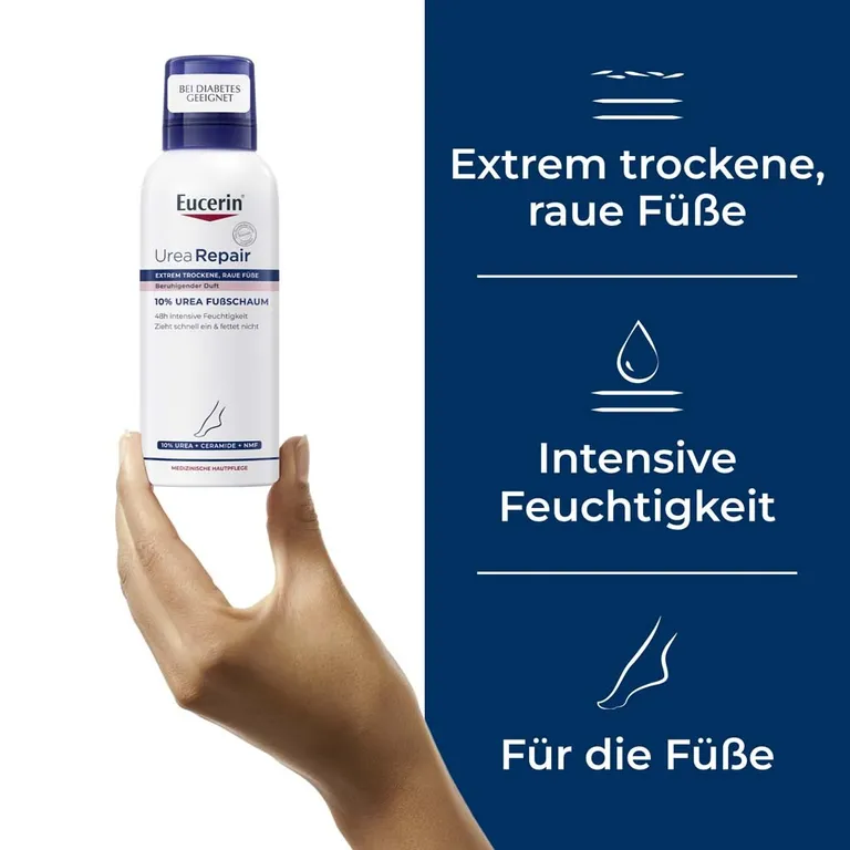 shopapotheke Eucerin® UreaRepair 10% Urea Fußschaum – 48h Fußpflege für trockene Haut mit feuchtigkeitsspendender Urea und beruhigendem Duft - Jetzt 20% sparen mit Code "eucerin20" + Eucerin AtopiControl Hydro-Lotion 20ml Online