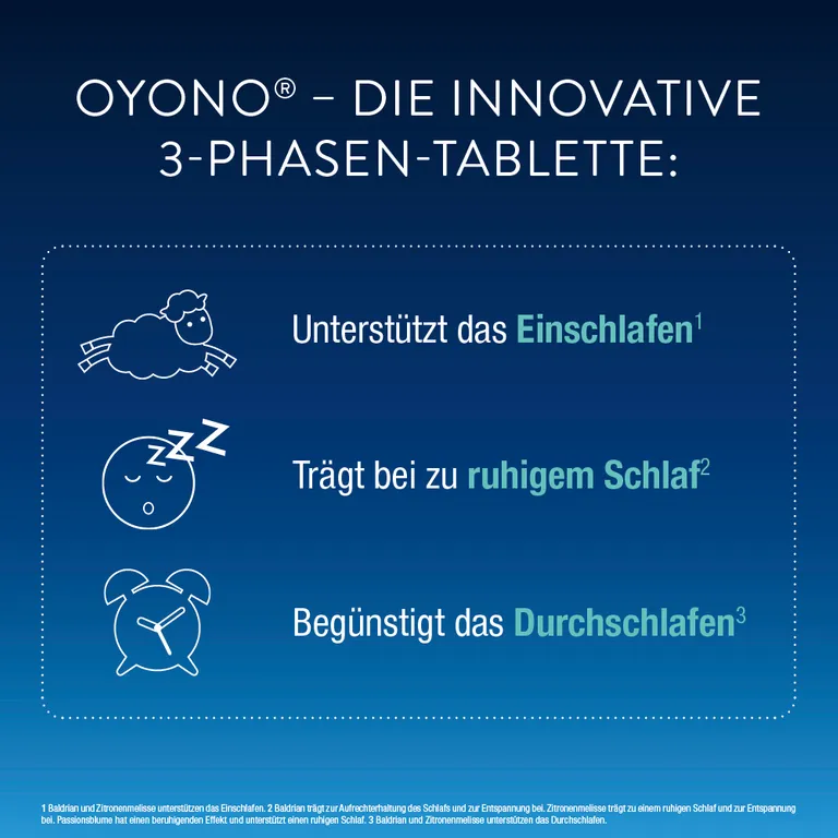 shopapotheke OYONO® Nacht mit 1mg Melatonin Baldrian und Zitronenmelisse Vierteljährliche Förderung