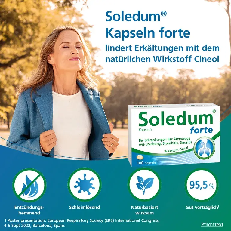 shopapotheke Soledum® forte Kapseln bei Erkältung Bronchitis & Sinusitis Letzte 2 Tage
