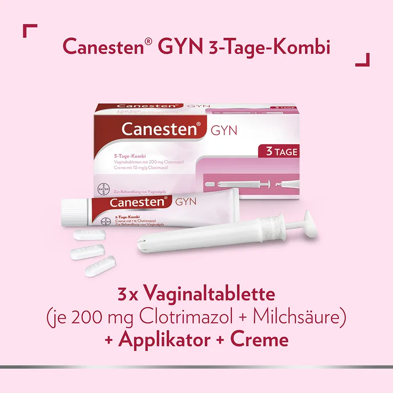 shopapotheke Canesten® GYN 3-Tage-Kombi zur effektiven Behandlung von Scheidenpilz Auslauf