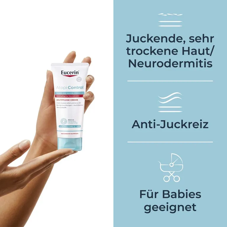 shopapotheke Eucerin® AtopiControl Akutpflege Creme hilft wirksam bei akuten Neurodermitisschüben gegen Juckreiz Hautrötungen und Entzündungen - Jetzt 20% sparen mit Code "eucerin20" + Eucerin AtopiControl Hydro-Lotion 20ml Große Rabatte