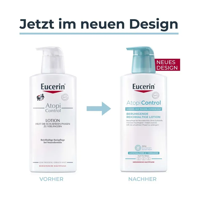 shopapotheke Eucerin® AtopiControl Beruhigende Reichhaltige Lotion beruhigt die Haut bei Neurodermitis - Jetzt 20% sparen mit Code "eucerin20" + Eucerin AtopiControl Hydro-Lotion 20ml GRATIS Saisonale Angebote
