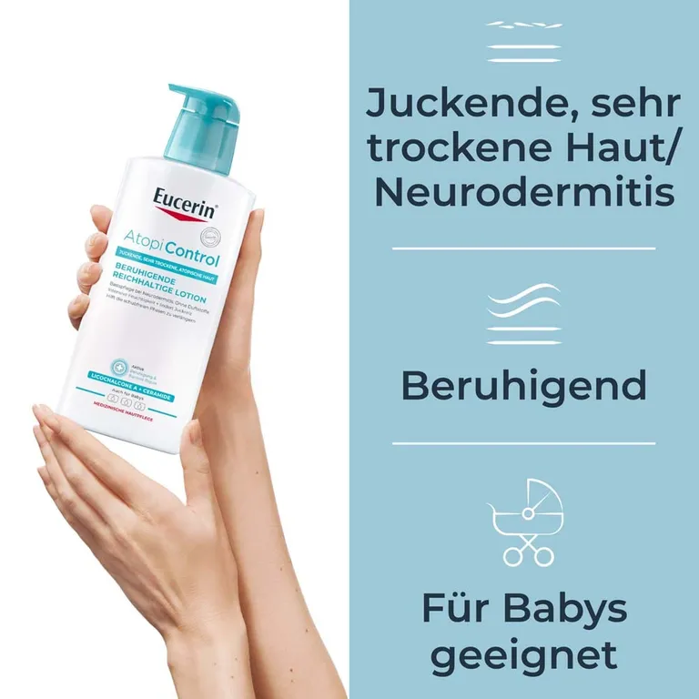 shopapotheke Eucerin® AtopiControl Beruhigende Reichhaltige Lotion beruhigt die Haut bei Neurodermitis - Jetzt 20% sparen mit Code "eucerin20" + Eucerin AtopiControl Hydro-Lotion 20ml GRATIS Saisonale Angebote