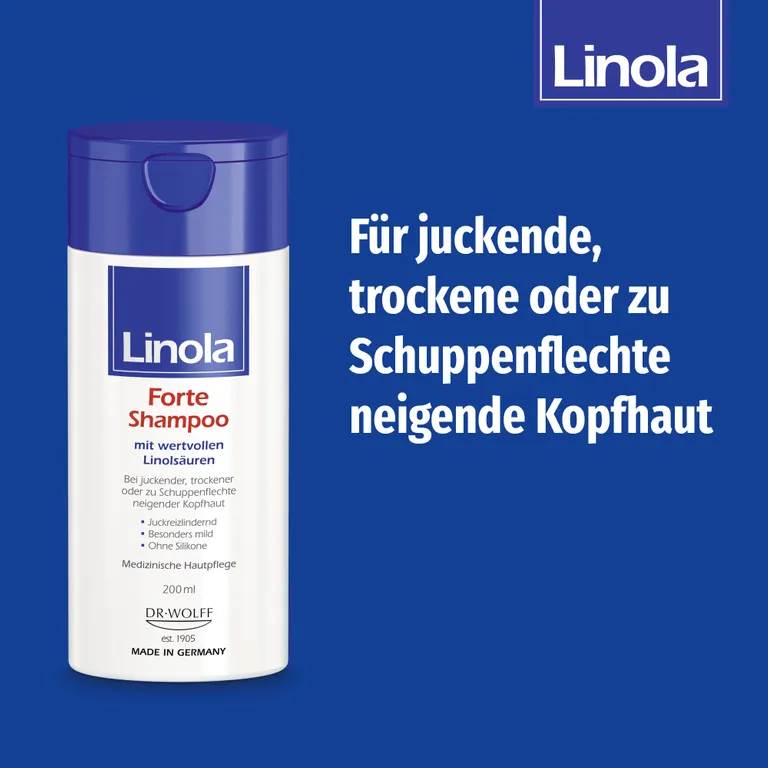 shopapotheke Linola Forte Shampoo - Haarpflege für juckende trockene oder zu Schuppenflechte neigende Kopfhaut Räumungsverkauf