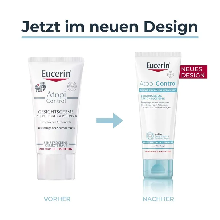 shopapotheke Eucerin® AtopiControl Beruhigende Gesichtscreme – Feuchtigkeitsspendende Pflege für trockene Gesichtshaut - Jetzt 20% sparen mit Code "eucerin20" + Eucerin AtopiControl Hydro-Lotion 20ml GRATIS JETZT KAUFEN
