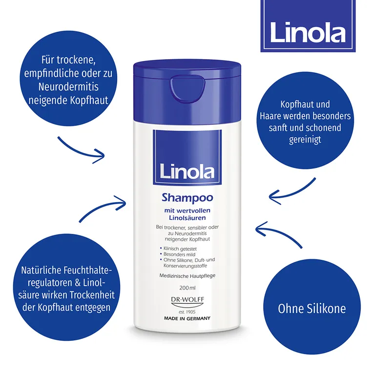 shopapotheke Linola Shampoo - Haarpflege für trockene empfindliche oder zu Neurodermitis neigende Kopfhaut Begrenzt auf 3 Tage