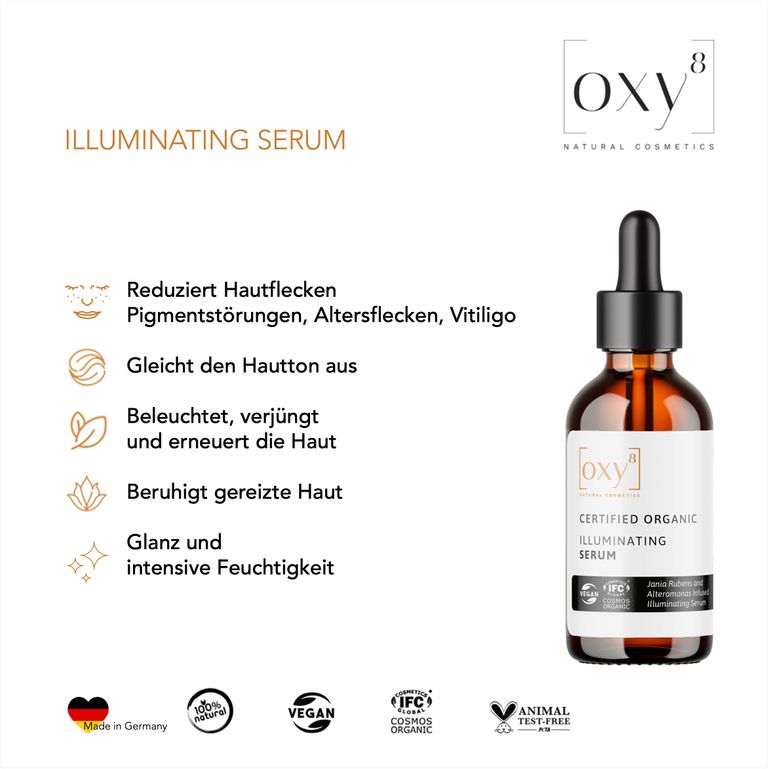 shopapotheke oxy8 Naturkosmetik ILLUMINATING SERUM - Bei Pigmentstörungen Altersflecken beruhigt gereizte Haut Auslauf