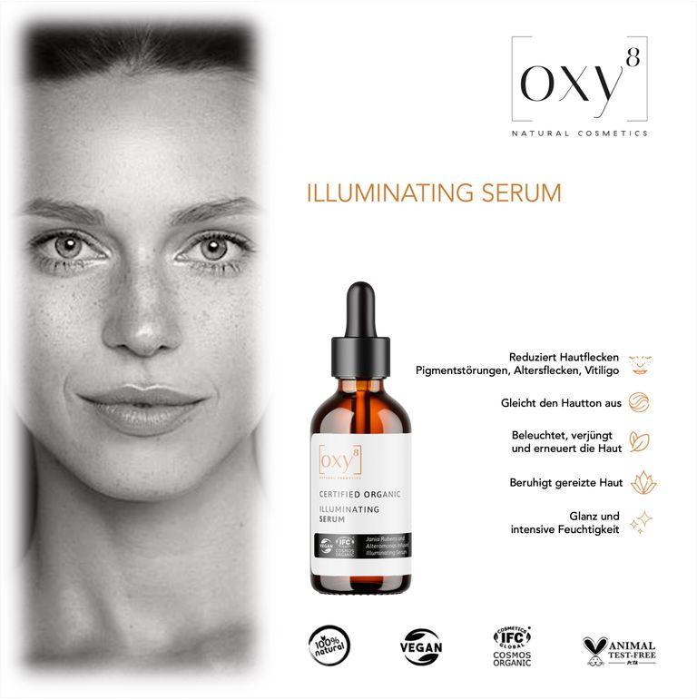 shopapotheke oxy8 Naturkosmetik ILLUMINATING SERUM - Bei Pigmentstörungen Altersflecken beruhigt gereizte Haut Auslauf