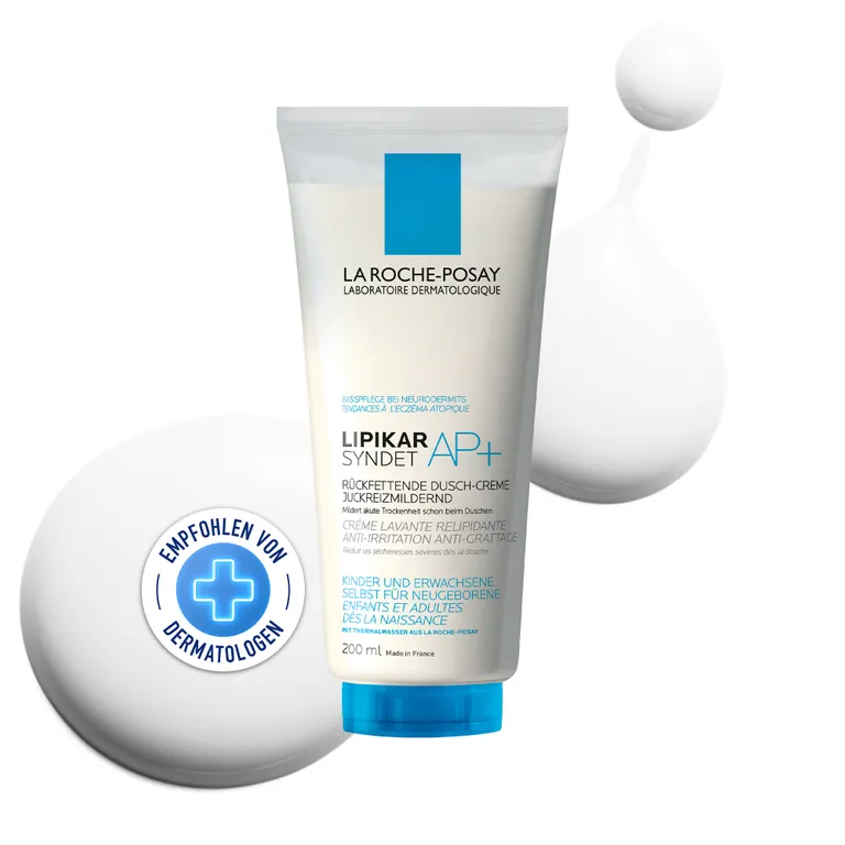 shopapotheke La Roche Posay Lipikar Syndet AP+ Rückfettendes Duschgel für extrem trockene zu Neurodermitis neigende Haut auch für neugeborene Babys und Kinder